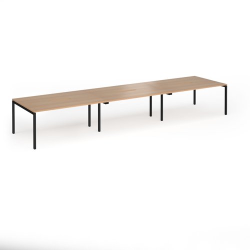Connex Goal-Post 4800 x 1200 x 725mm Back to Back Desk (6 x 1600mm) - Black Frame / Beech Top