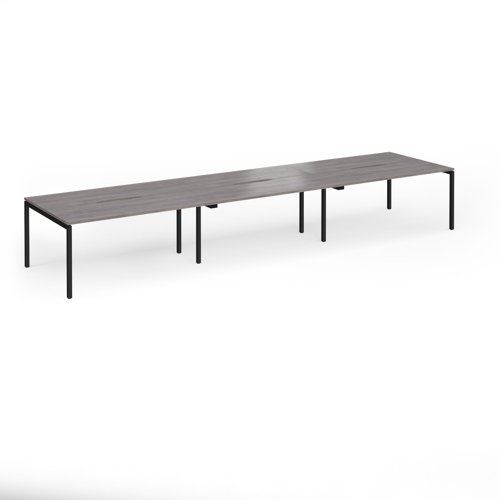 Connex Goal-Post 4800 x 1200 x 725mm Back to Back Desk (6 x 1600mm) - Black Frame / Grey Oak Top