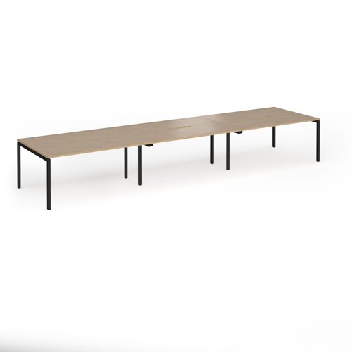 Connex Goal-Post 4800 x 1200 x 725mm Back to Back Desk (6 x 1600mm) - Black Frame / Kendal Oak Top