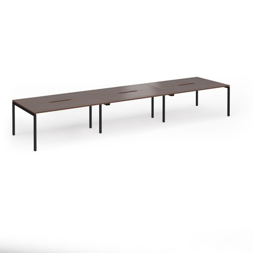 Connex Goal-Post 4800 x 1200 x 725mm Back to Back Desk (6 x 1600mm) - Black Frame / Walnut Top
