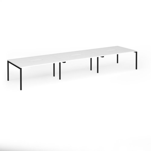 Connex Goal-Post 4800 x 1200 x 725mm Back to Back Desk (6 x 1600mm) - Black Frame / White Top