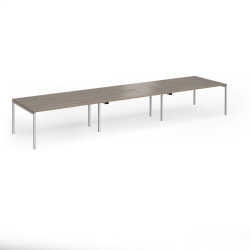 Connex Goal-Post 4800 x 1200 x 725mm Back to Back Desk (6 x 1600mm) - Silver Frame / Nebraska Oak Top