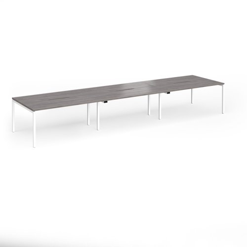 Connex Goal-Post 4800 x 1200 x 725mm Back to Back Desk (6 x 1600mm) - White Frame / Grey Oak Top
