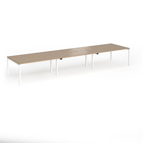 Connex Goal-Post 4800 x 1200 x 725mm Back to Back Desk (6 x 1600mm) - White Frame / Kendal Oak Top