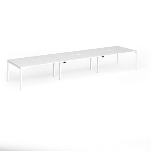 Connex Goal-Post 4800 x 1200 x 725mm Back to Back Desk (6 x 1600mm) - White Frame / White Top