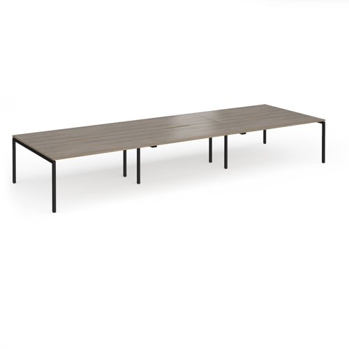 Connex Goal-Post 4800 x 1600 x 725mm Back to Back Desk (6 x 1600mm) - Black Frame / Nebraska Oak Top