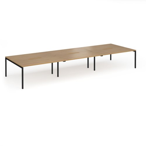 Connex Goal-Post 4800 x 1600 x 725mm Back to Back Desk (6 x 1600mm) - Black Frame / Oak Top