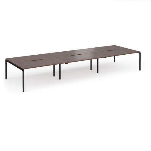 Connex Goal-Post 4800 x 1600 x 725mm Back to Back Desk (6 x 1600mm) - Black Frame / Walnut Top