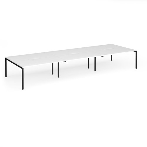 Connex Goal-Post 4800 x 1600 x 725mm Back to Back Desk (6 x 1600mm) - Black Frame / White Top
