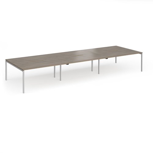 Connex Goal-Post 4800 x 1600 x 725mm Back to Back Desk (6 x 1600mm) - Silver Frame / Nebraska Oak Top