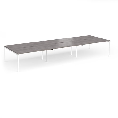 Connex Goal-Post 4800 x 1600 x 725mm Back to Back Desk (6 x 1600mm) - White Frame / Grey Oak Top