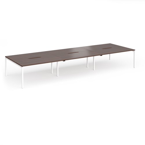 Connex Goal-Post 4800 x 1600 x 725mm Back to Back Desk (6 x 1600mm) - White Frame / Walnut Top