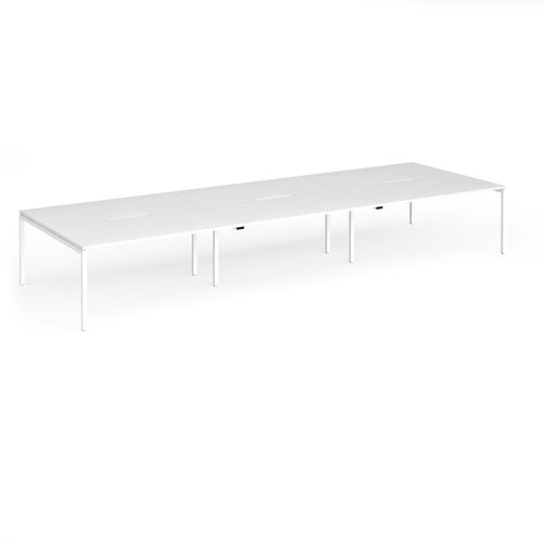 Connex Goal-Post 4800 x 1600 x 725mm Back to Back Desk (6 x 1600mm) - White Frame / White Top