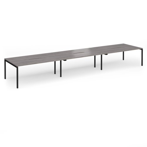 Connex Goal-Post 5400 x 1200 x 725mm Back to Back Desk (6 x 1800mm) - Black Frame / Grey Oak Top