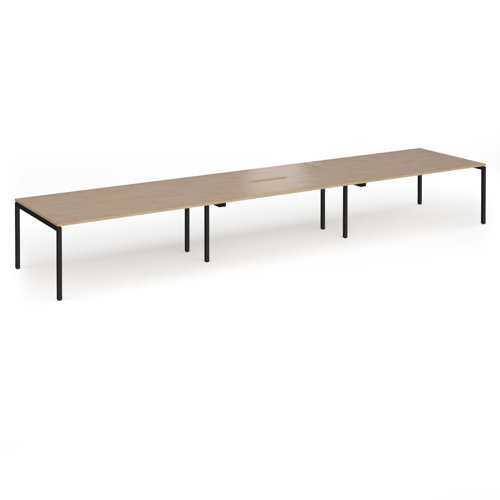 Connex Goal-Post 5400 x 1200 x 725mm Back to Back Desk (6 x 1800mm) - Black Frame / Kendal Oak Top
