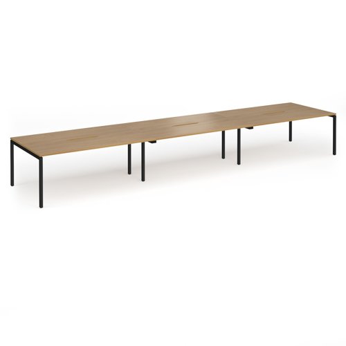 Connex Goal-Post 5400 x 1200 x 725mm Back to Back Desk (6 x 1800mm) - Black Frame / Oak Top