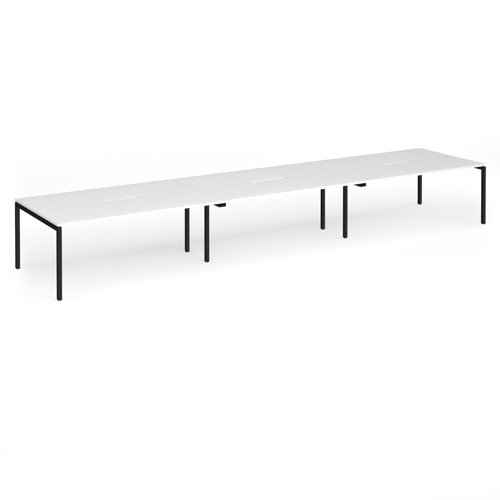 Connex Goal-Post 5400 x 1200 x 725mm Back to Back Desk (6 x 1800mm) - Black Frame / White Top