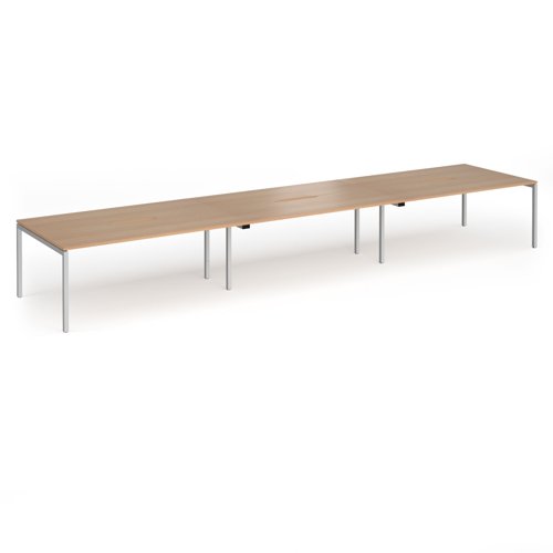 Connex Goal-Post 5400 x 1200 x 725mm Back to Back Desk (6 x 1800mm) - Silver Frame / Beech Top