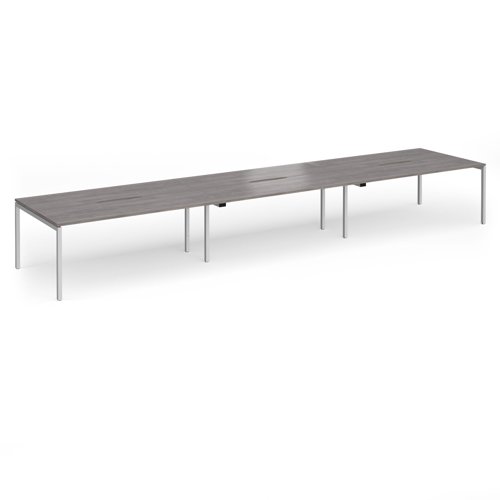 Connex Goal-Post 5400 x 1200 x 725mm Back to Back Desk (6 x 1800mm) - Silver Frame / Grey Oak Top