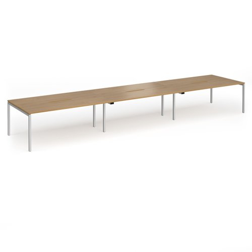 Connex Goal-Post 5400 x 1200 x 725mm Back to Back Desk (6 x 1800mm) - Silver Frame / Oak Top