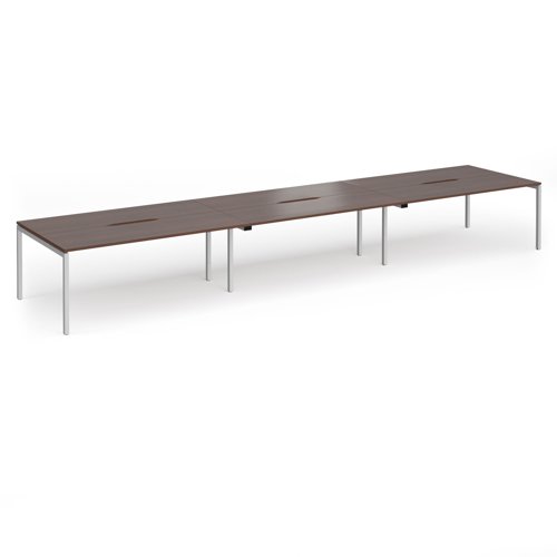 Connex Goal-Post 5400 x 1200 x 725mm Back to Back Desk (6 x 1800mm) - Silver Frame / Walnut Top