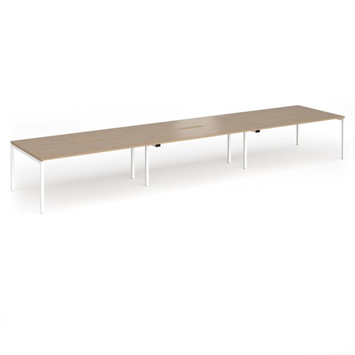 Connex Goal-Post 5400 x 1200 x 725mm Back to Back Desk (6 x 1800mm) - White Frame / Kendal Oak Top