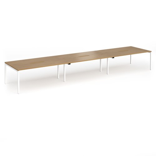 Connex Goal-Post 5400 x 1200 x 725mm Back to Back Desk (6 x 1800mm) - White Frame / Oak Top