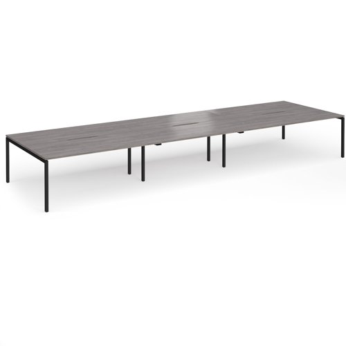 Connex Goal-Post 5400 x 1600 x 725mm Back to Back Desk (6 x 1800mm) - Black Frame / Grey Oak Top