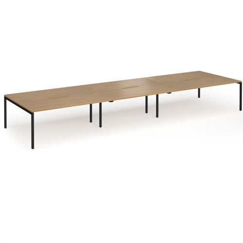 Connex Goal-Post 5400 x 1600 x 725mm Back to Back Desk (6 x 1800mm) - Black Frame / Oak Top