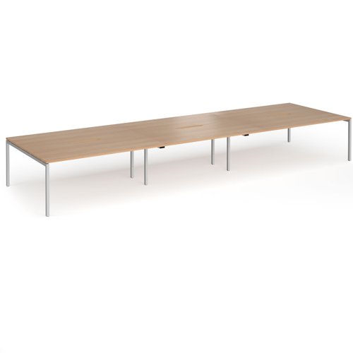 Connex Goal-Post 5400 x 1600 x 725mm Back to Back Desk (6 x 1800mm) - Silver Frame / Beech Top