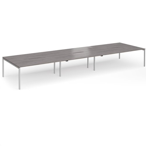 Connex Goal-Post 5400 x 1600 x 725mm Back to Back Desk (6 x 1800mm) - Silver Frame / Grey Oak Top