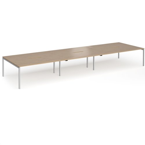 Connex Goal-Post 5400 x 1600 x 725mm Back to Back Desk (6 x 1800mm) - Silver Frame / Kendal Oak Top