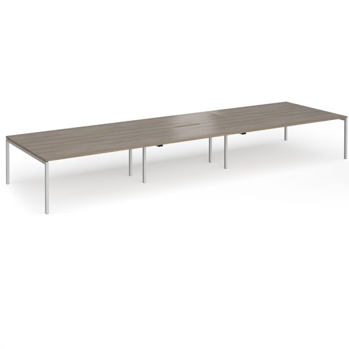 Connex Goal-Post 5400 x 1600 x 725mm Back to Back Desk (6 x 1800mm) - Silver Frame / Nebraska Oak Top