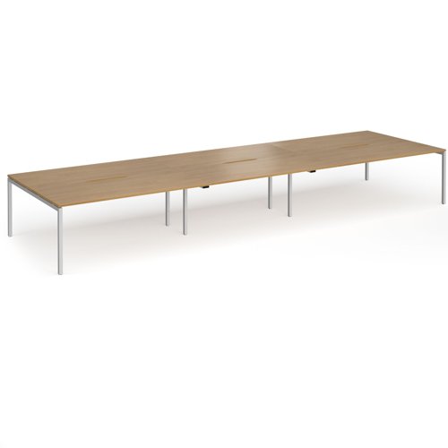 Connex Goal-Post 5400 x 1600 x 725mm Back to Back Desk (6 x 1800mm) - Silver Frame / Oak Top
