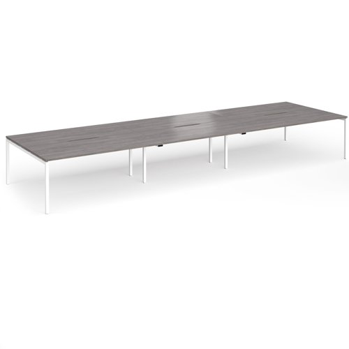Connex Goal-Post 5400 x 1600 x 725mm Back to Back Desk (6 x 1800mm) - White Frame / Grey Oak Top