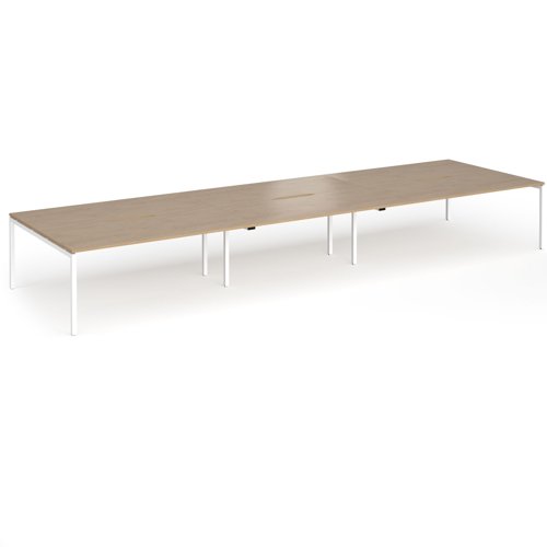 Connex Goal-Post 5400 x 1600 x 725mm Back to Back Desk (6 x 1800mm) - White Frame / Kendal Oak Top