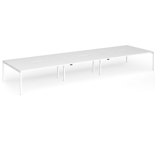 Connex Goal-Post 5400 x 1600 x 725mm Back to Back Desk (6 x 1800mm) - White Frame / White Top