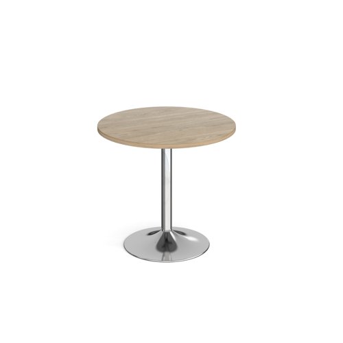 Genoa circular dining table with chrome trumpet base 800mm - barcelona walnut Canteen Tables GDC800-C-BW