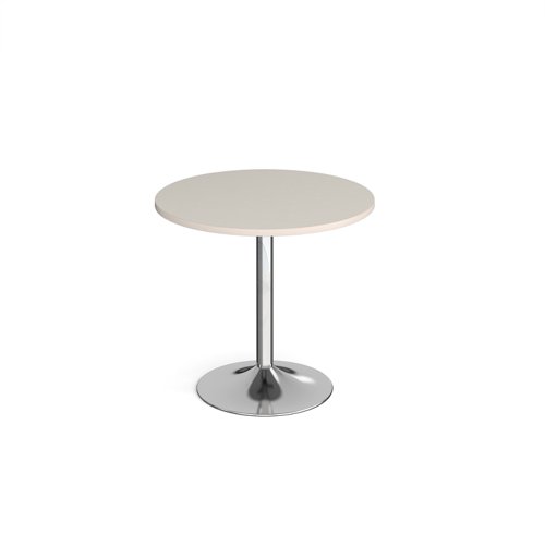Genoa circular dining table with chrome trumpet base 800mm - Light Grey