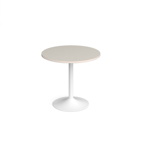 Genoa circular dining table with white trumpet base 800mm - Light Grey