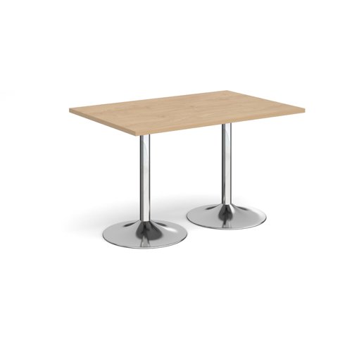 Genoa rectangular dining table with chrome trumpet base 1200mm x 800mm - kendal oak Canteen Tables GDR1200-C-KO