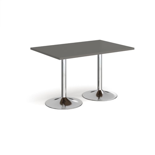 Genoa rectangular dining table with chrome trumpet base 1200mm x 800mm - Onyx Grey