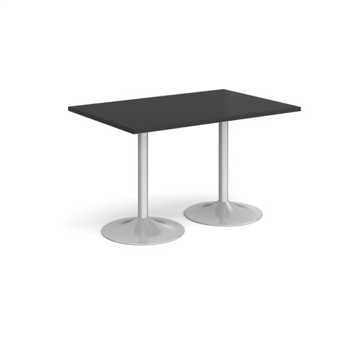 Genoa rectangular dining table with silver trumpet base 1200mm x 800mm - Black