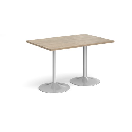 Genoa rectangular dining table with silver trumpet base 1200mm x 800mm - barcelona walnut GDR1200-S-BW Buy online at Office 5Star or contact us Tel 01594 810081 for assistance