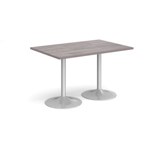 Genoa rectangular dining table with silver trumpet base 1200mm x 800mm - grey oak