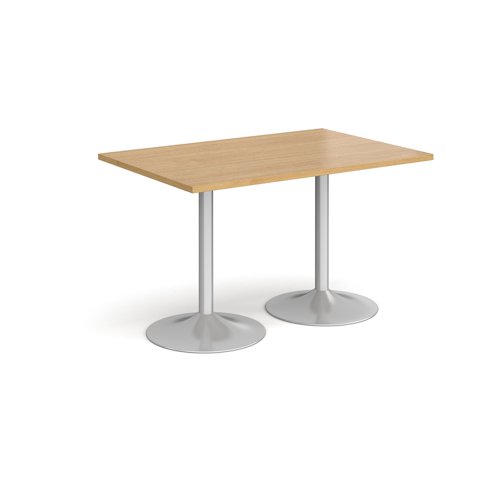 Genoa rectangular dining table with silver trumpet base 1200mm x 800mm - oak Canteen Tables GDR1200-S-O