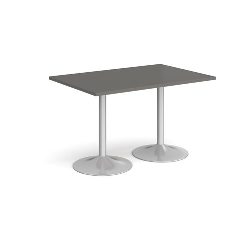 Genoa rectangular dining table with silver trumpet base 1200mm x 800mm - Onyx Grey