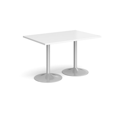 Genoa rectangular dining table with silver trumpet base 1200mm x 800mm - white  GDR1200-S-WH