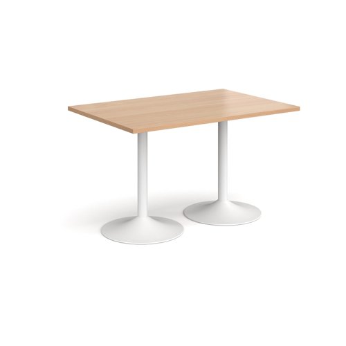 Genoa rectangular dining table with white trumpet base 1200mm x 800mm - beech Canteen Tables GDR1200-WH-B