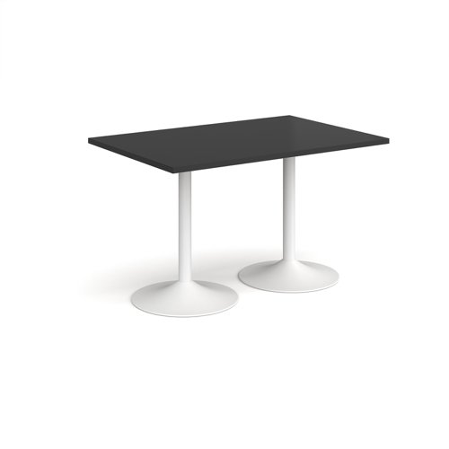 Genoa rectangular dining table with white trumpet base 1200mm x 800mm - Black